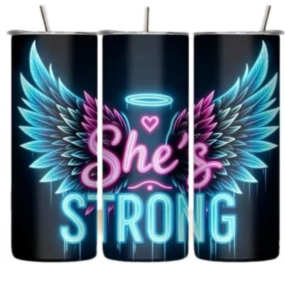 Handmade She’s Strong Tumbler. NWOT